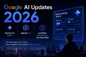 Benchmark comparison showing Gemini 3.5 Flash running 4x faster than prior Google AI models while outscoring the flagship on agentic coding and reasoning tasks